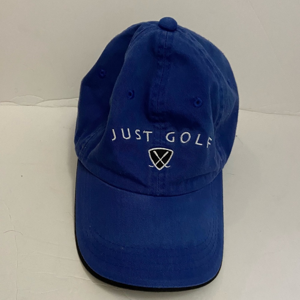 Blue "Just Golf" hat.  Perfect ball cap for golfing!